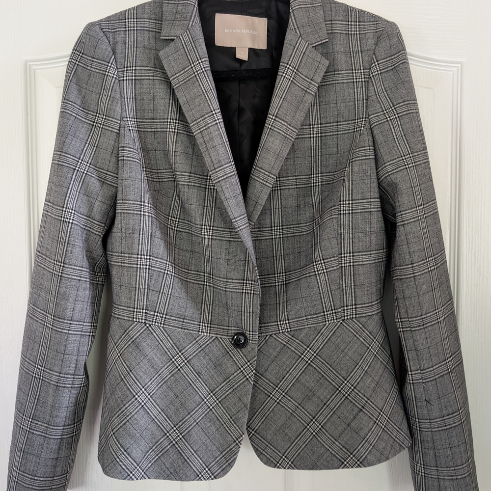 Banana Republic Black and White Checkered Blazer